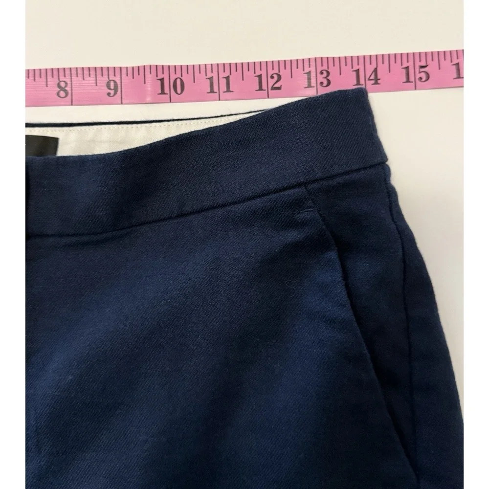 J. Crew Kate Linen Blend‎ Pants Trousers Straight Career Navy Blue Nautical Sz 2 - Picture 9 of 16